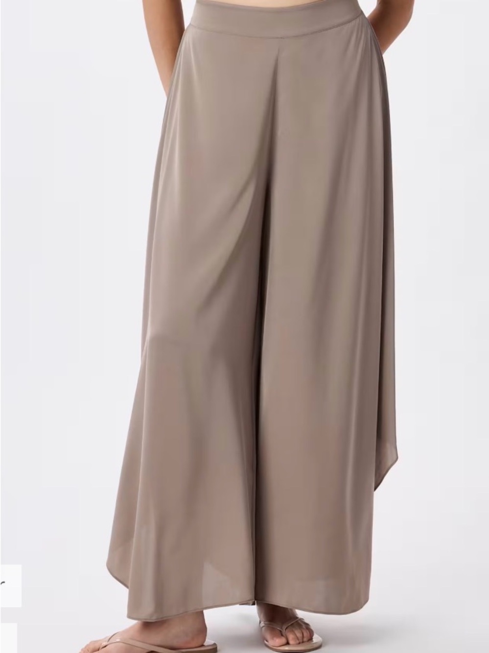 Wide Leg Flowing Skirt Pants in Taupe